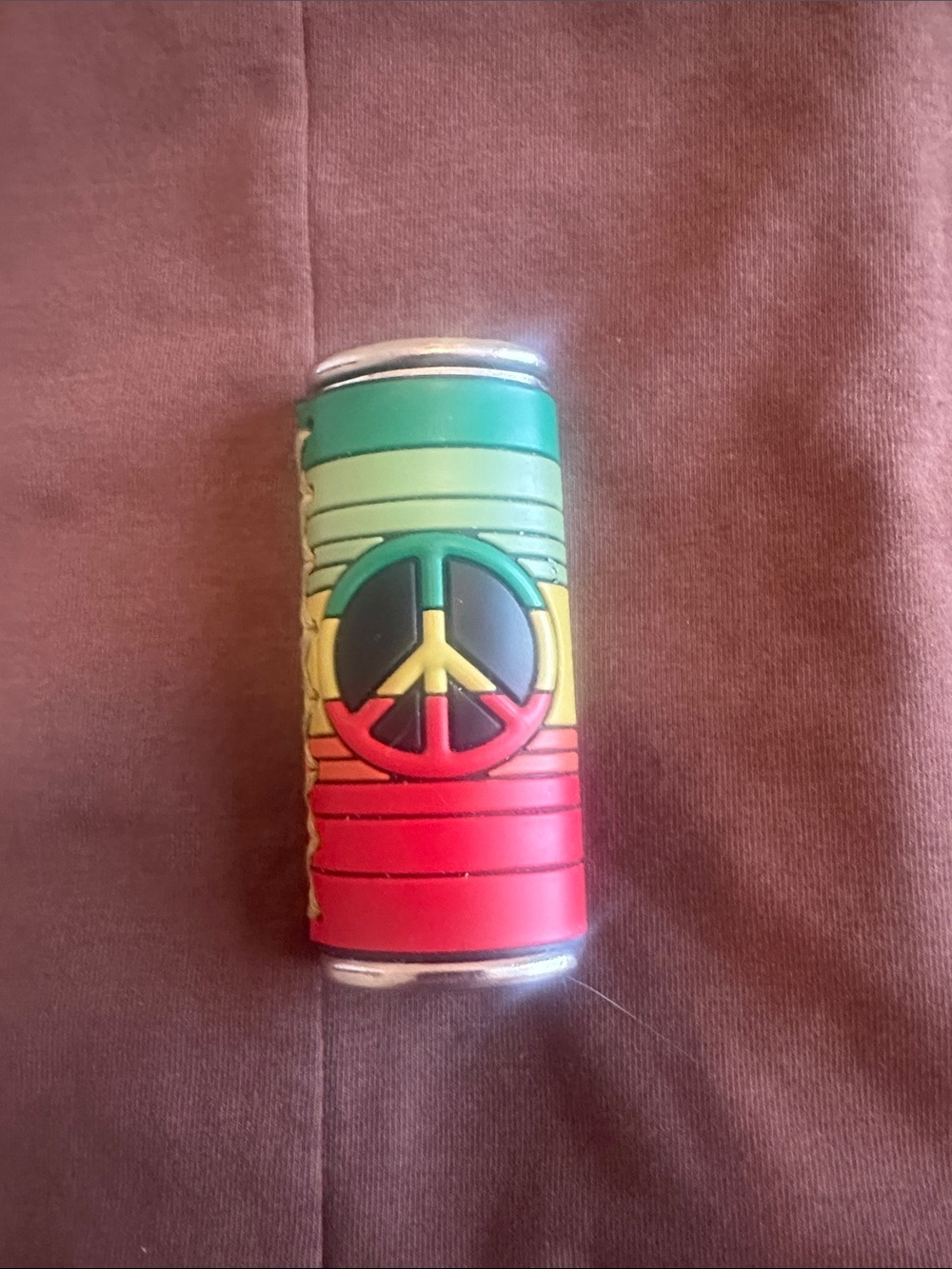 Colorful Peace Sign Electric Lighter - Green, Yellow, Red